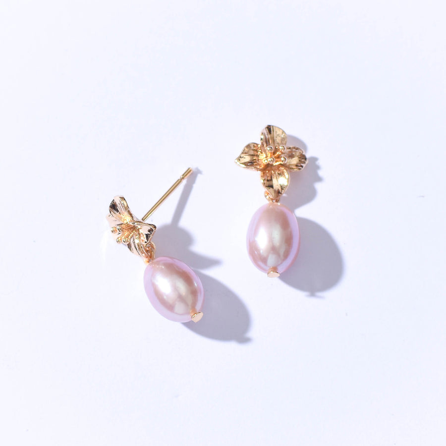 Maria Peach Pearl Dangles