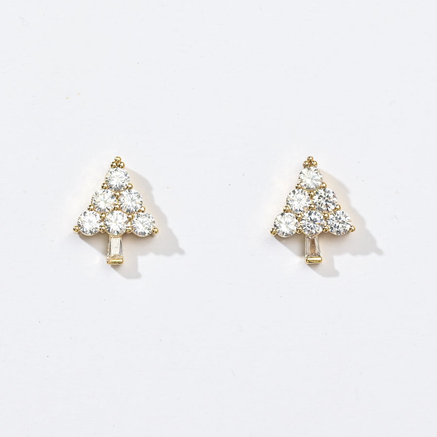 Ebony Tree Studs | Gold White