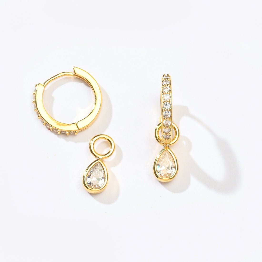 Elle 2-in-1 Hoops with Charms | Clear Gold
