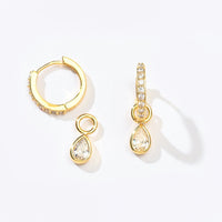 Elle 2-in-1 Hoops with Charms | Clear Gold