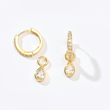 Elle 2-in-1 Hoops with Charms | Clear Gold