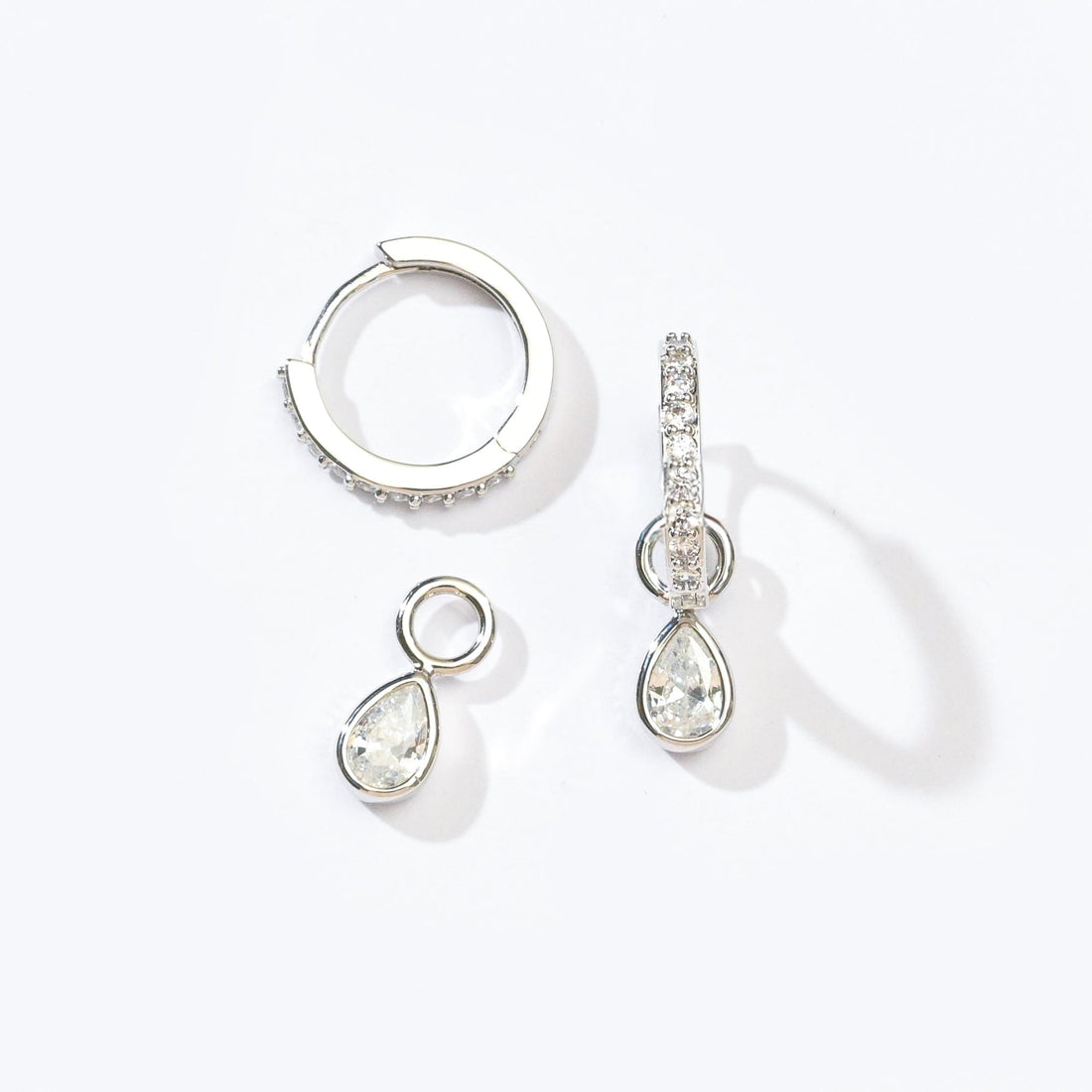 Elle 2-in-1 Hoops with Charms | Clear Silver