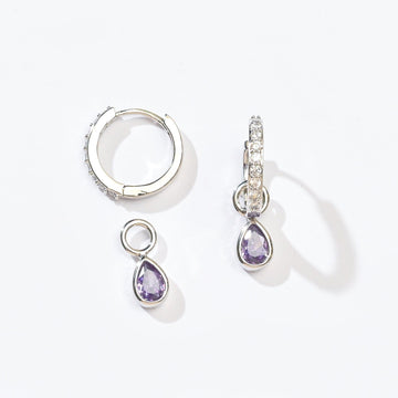Elle 2-in-1 Hoops with Charms | Almost Amethyst