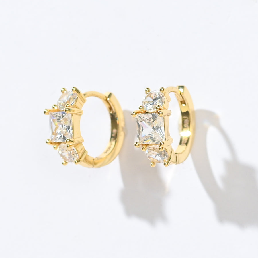 Madison Hoops | Clear Gold