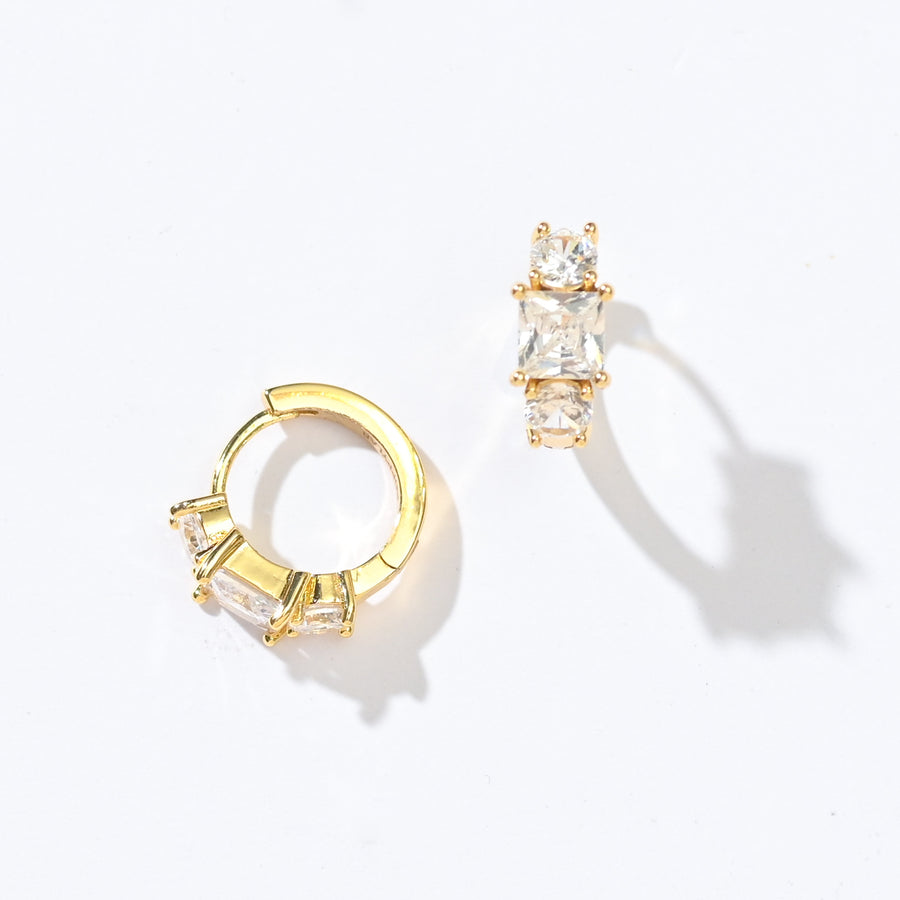 Madison Hoops | Clear Gold