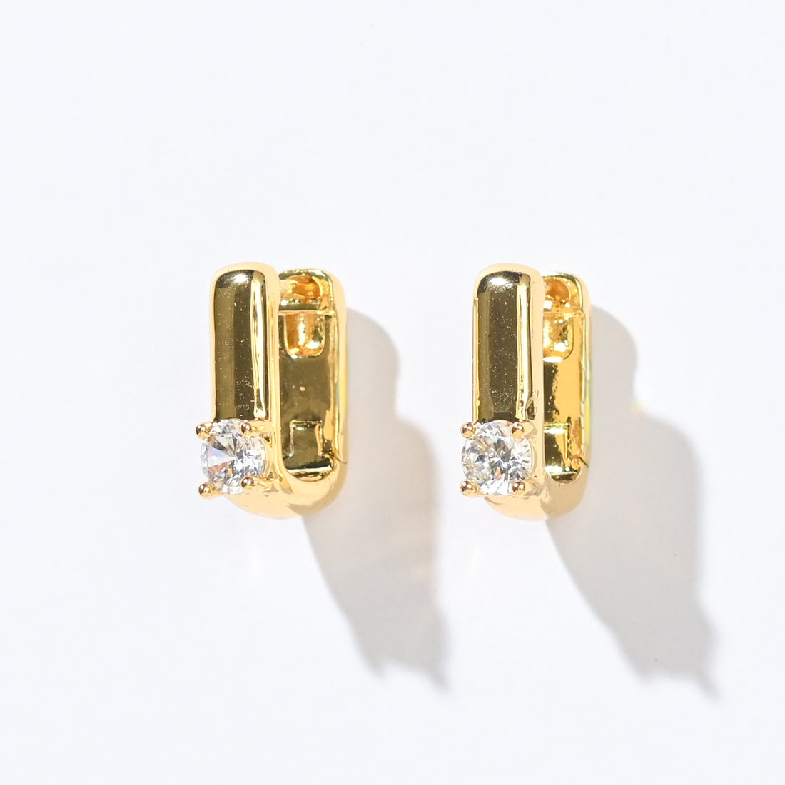 Sienna Minimalist Huggies | Clear Gold