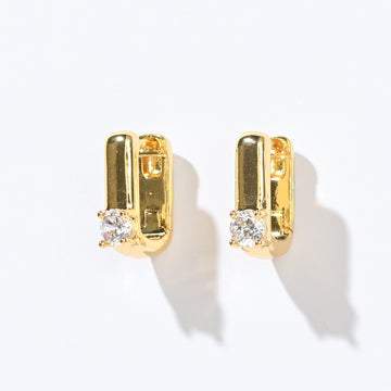 Sienna Minimalist Huggies | Clear Gold