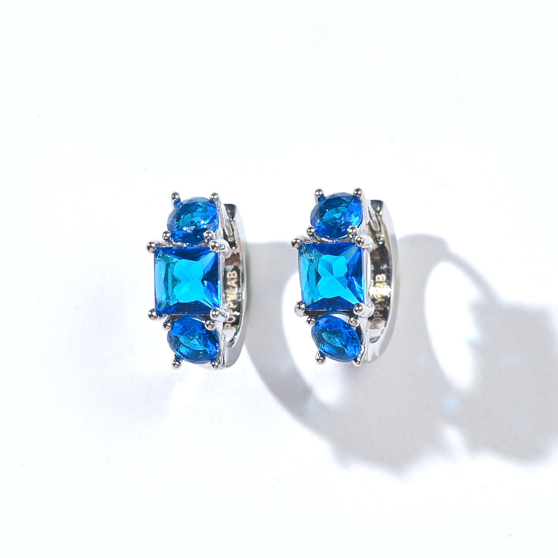 Madison Hoops | Royal Blue Silver