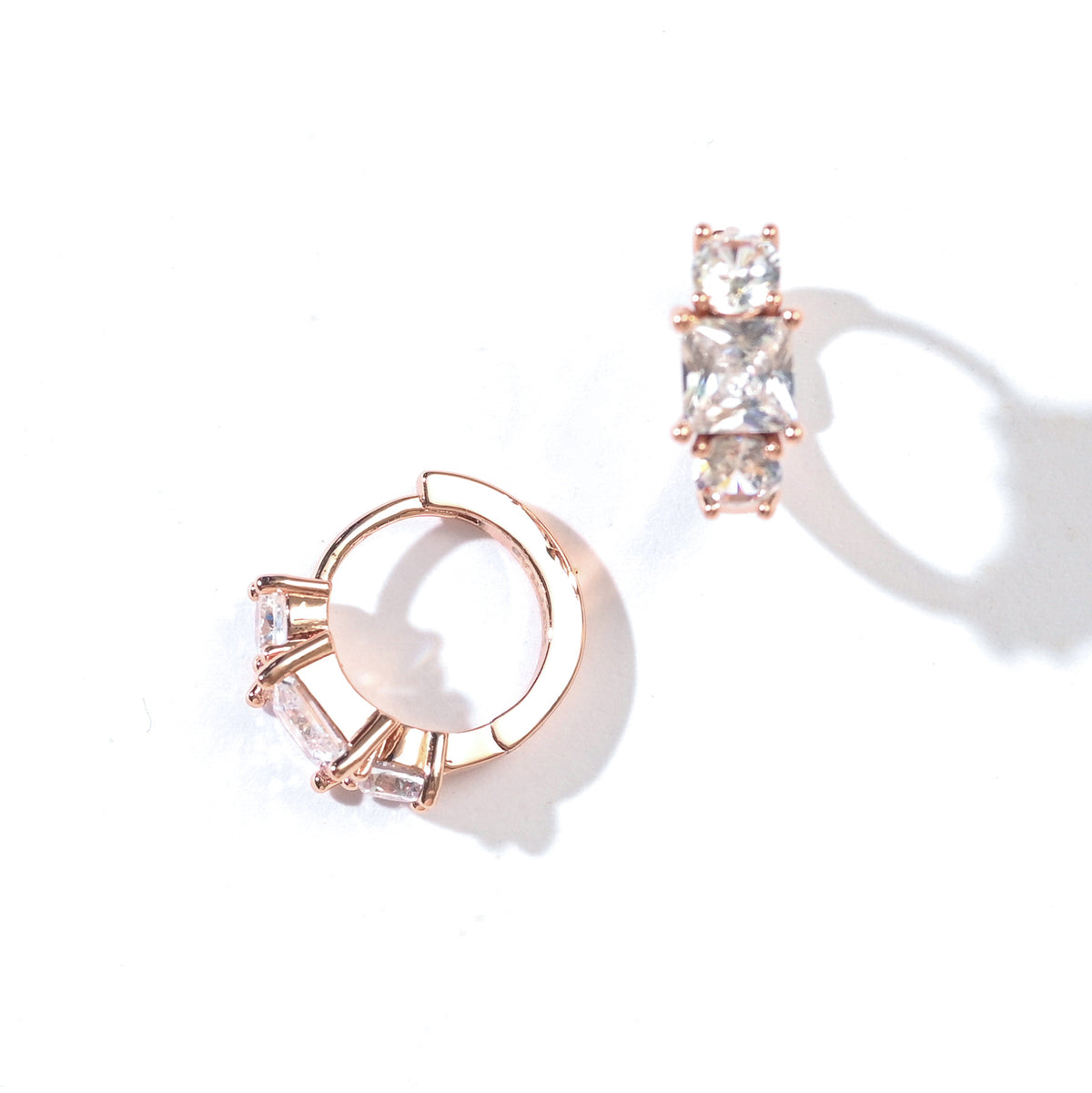 Madison Hoops | Clear Rose Gold