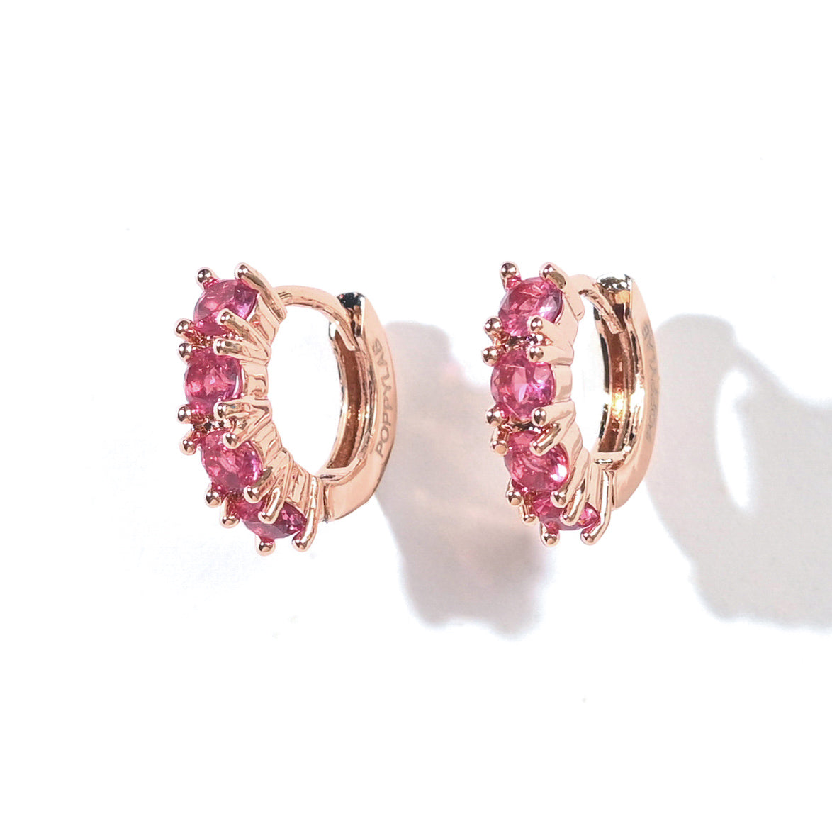 Kaia Mini Huggies | Ruby Red Rose Gold