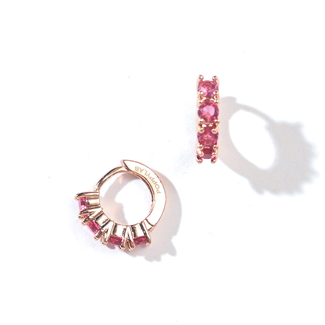 Kaia Mini Huggies | Ruby Red Rose Gold