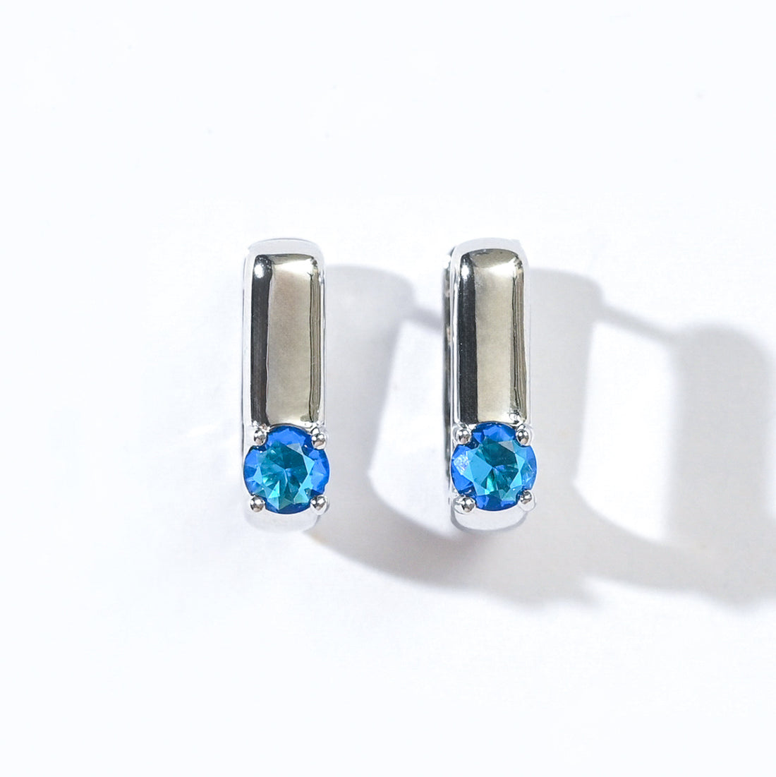 Sienna Minimalist Huggies | Royal Blue Silver