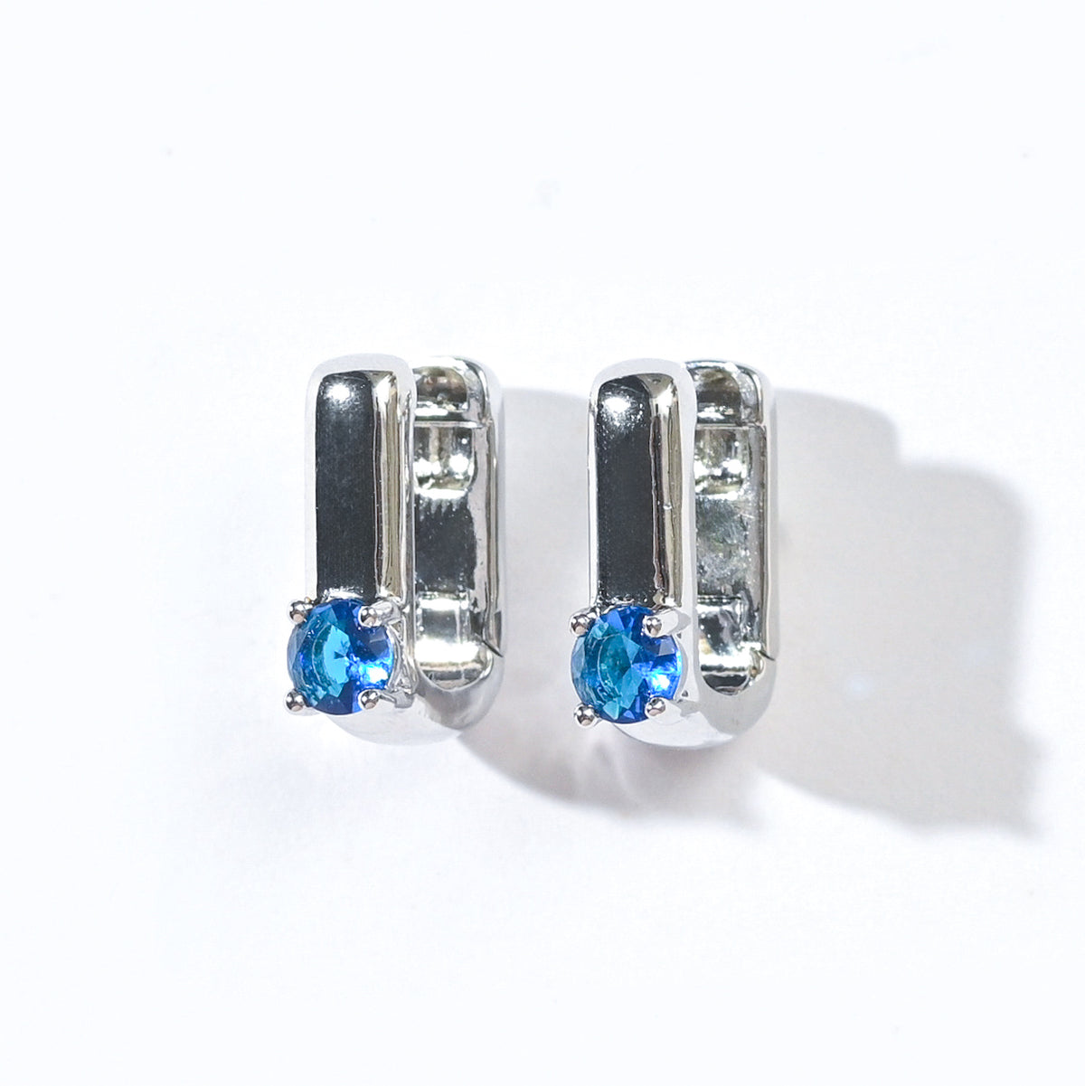 Sienna Minimalist Huggies | Royal Blue Silver