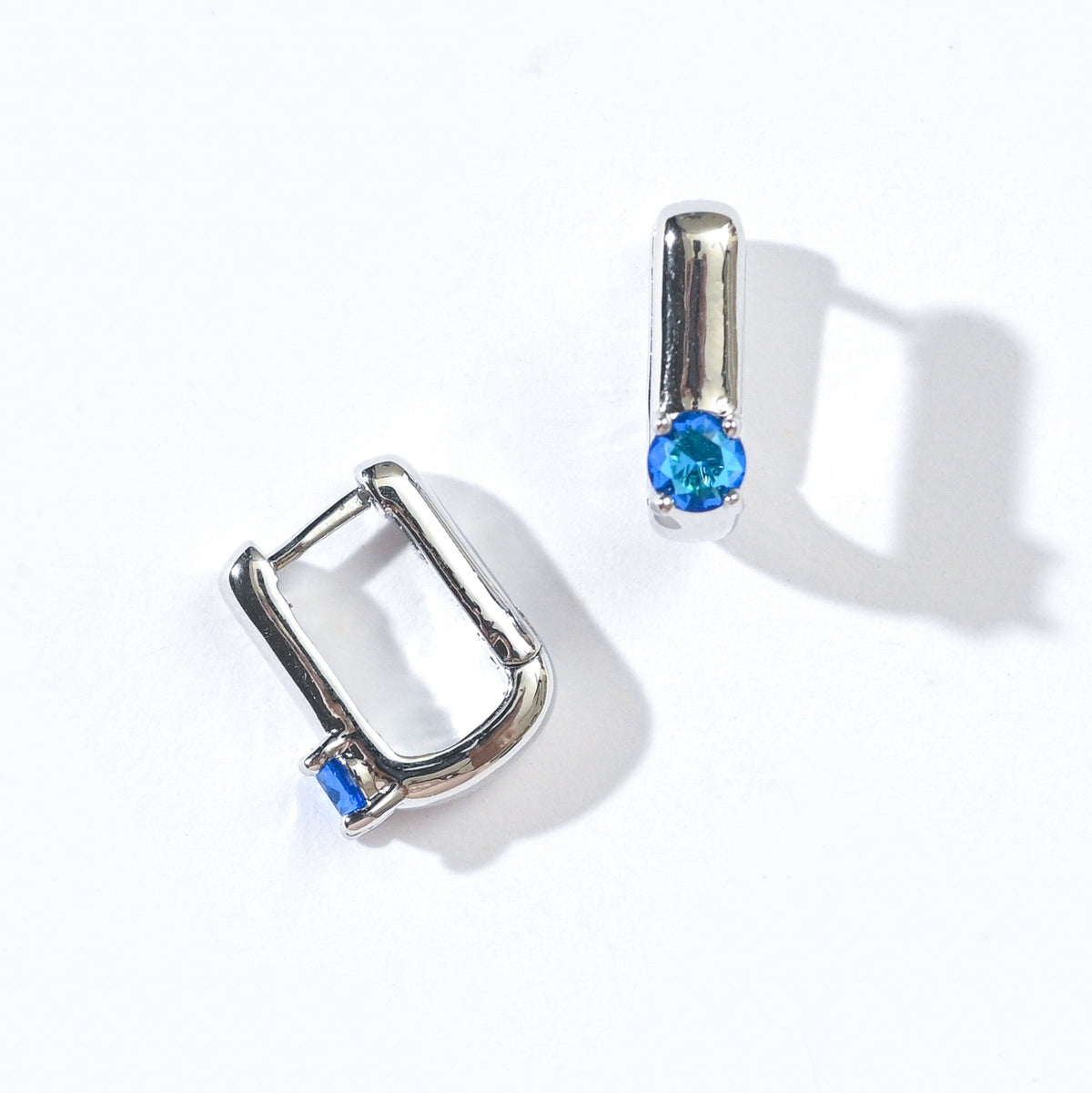 Sienna Minimalist Huggies | Royal Blue Silver