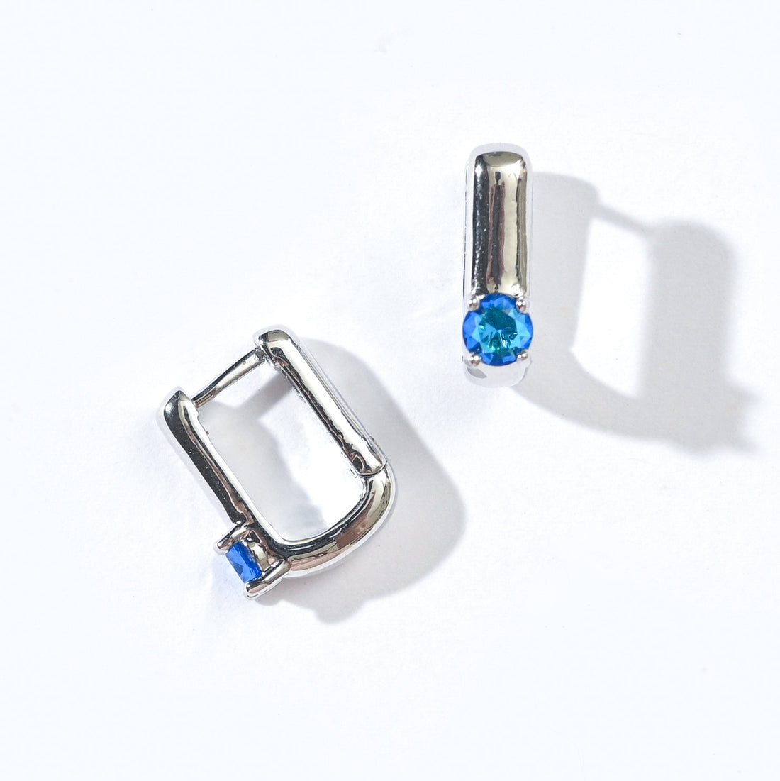 Sienna Minimalist Huggies | Royal Blue Silver