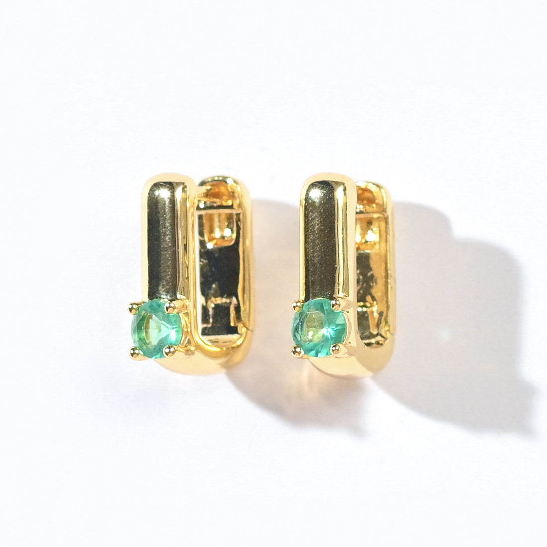 Sienna Minimalist Huggies | Spring Green Gold