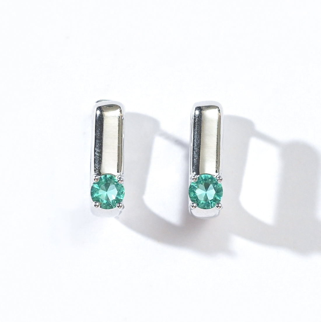 Sienna Minimalist Huggies | Spring Green Silver