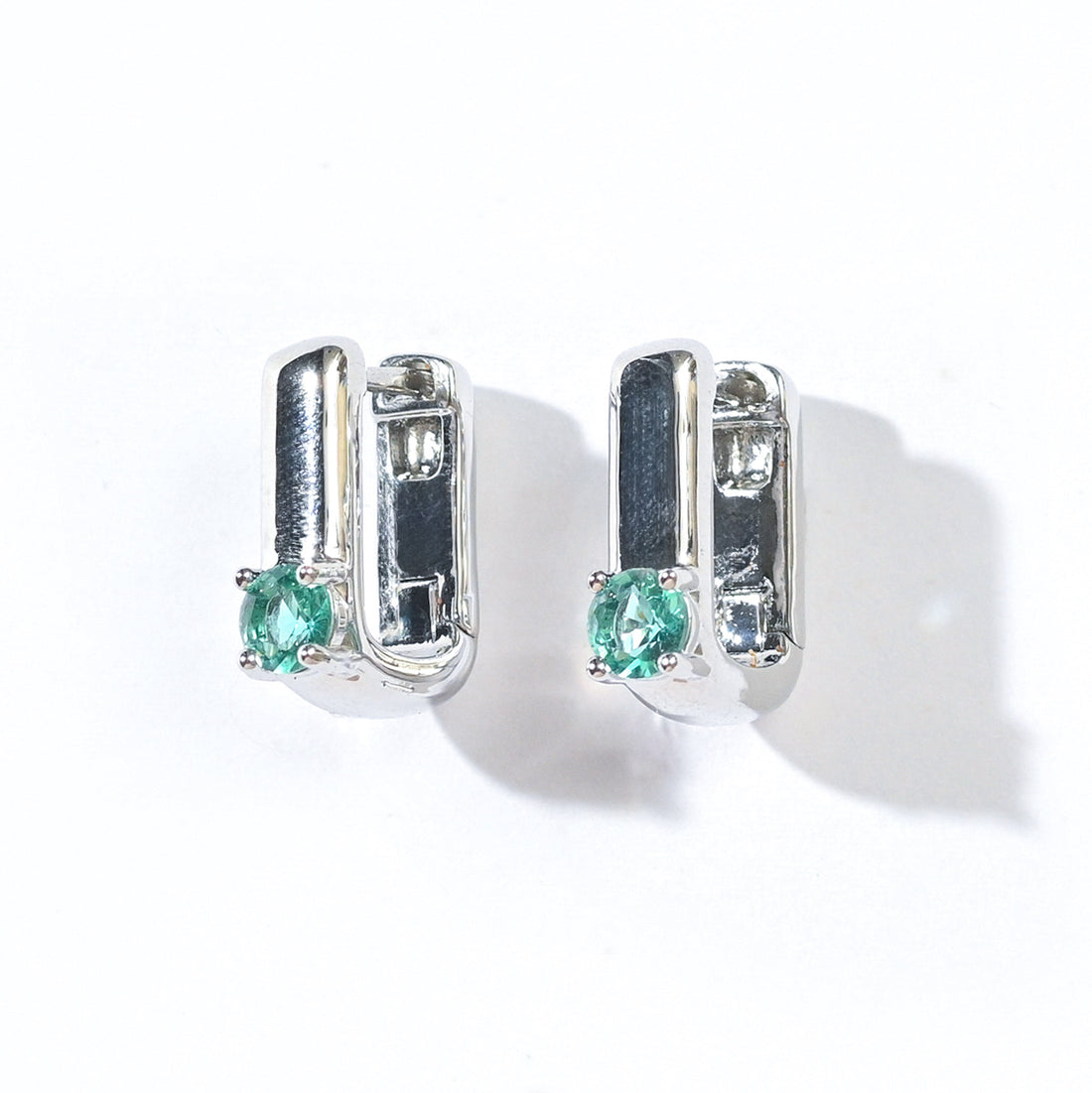 Sienna Minimalist Huggies | Spring Green Silver