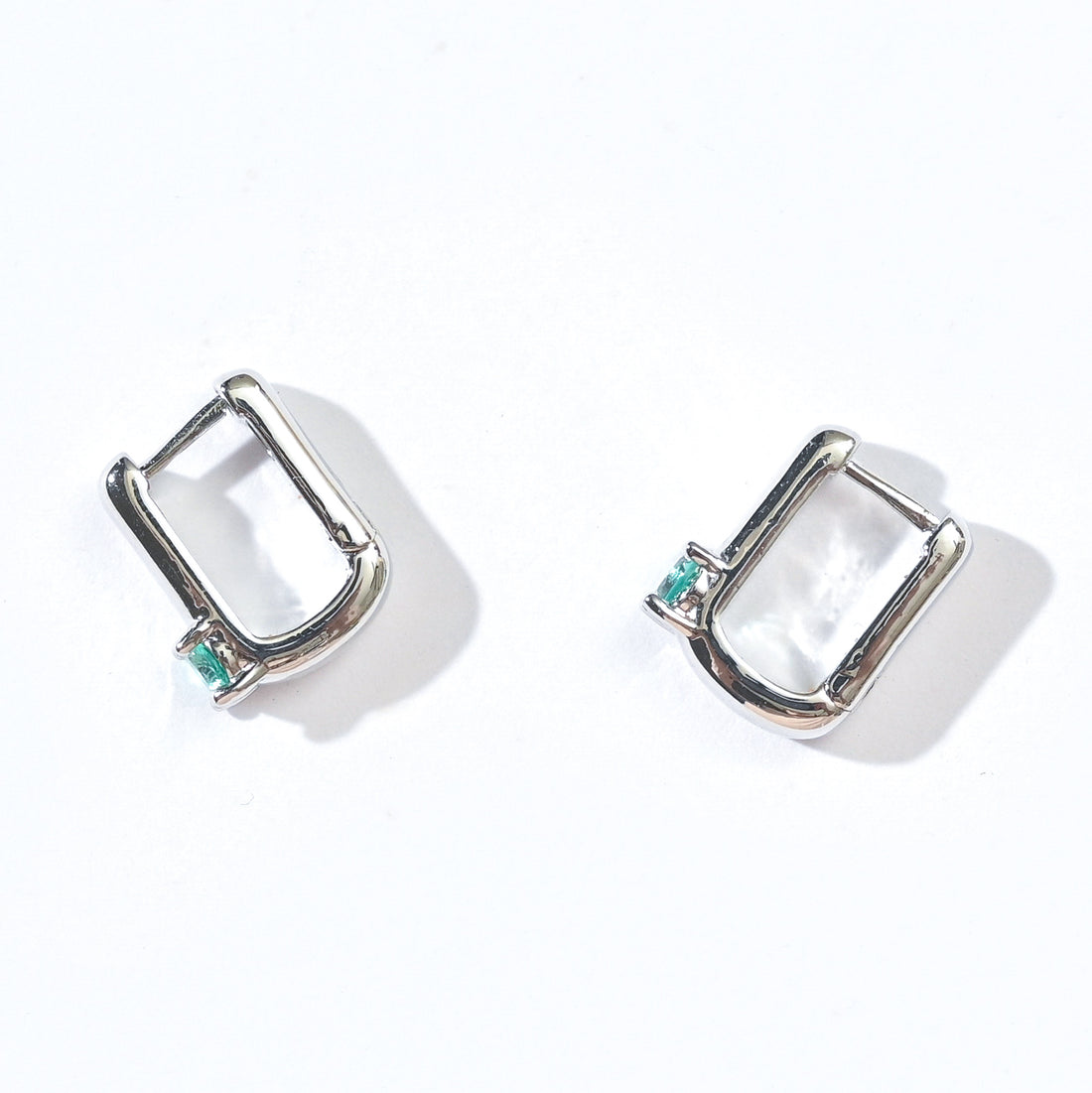 Sienna Minimalist Huggies | Spring Green Silver