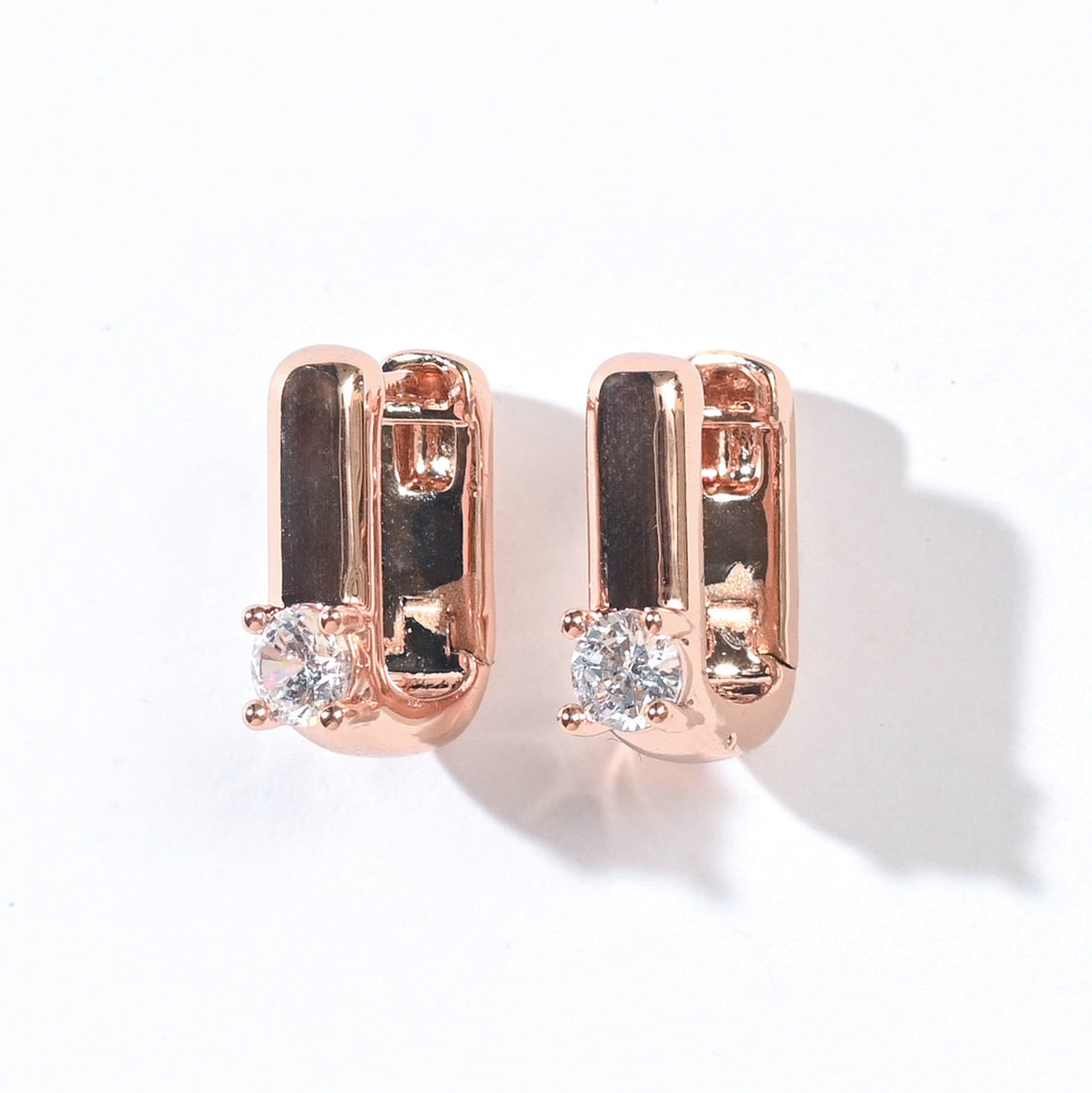 Sienna Minimalist Huggies | Clear Rose Gold