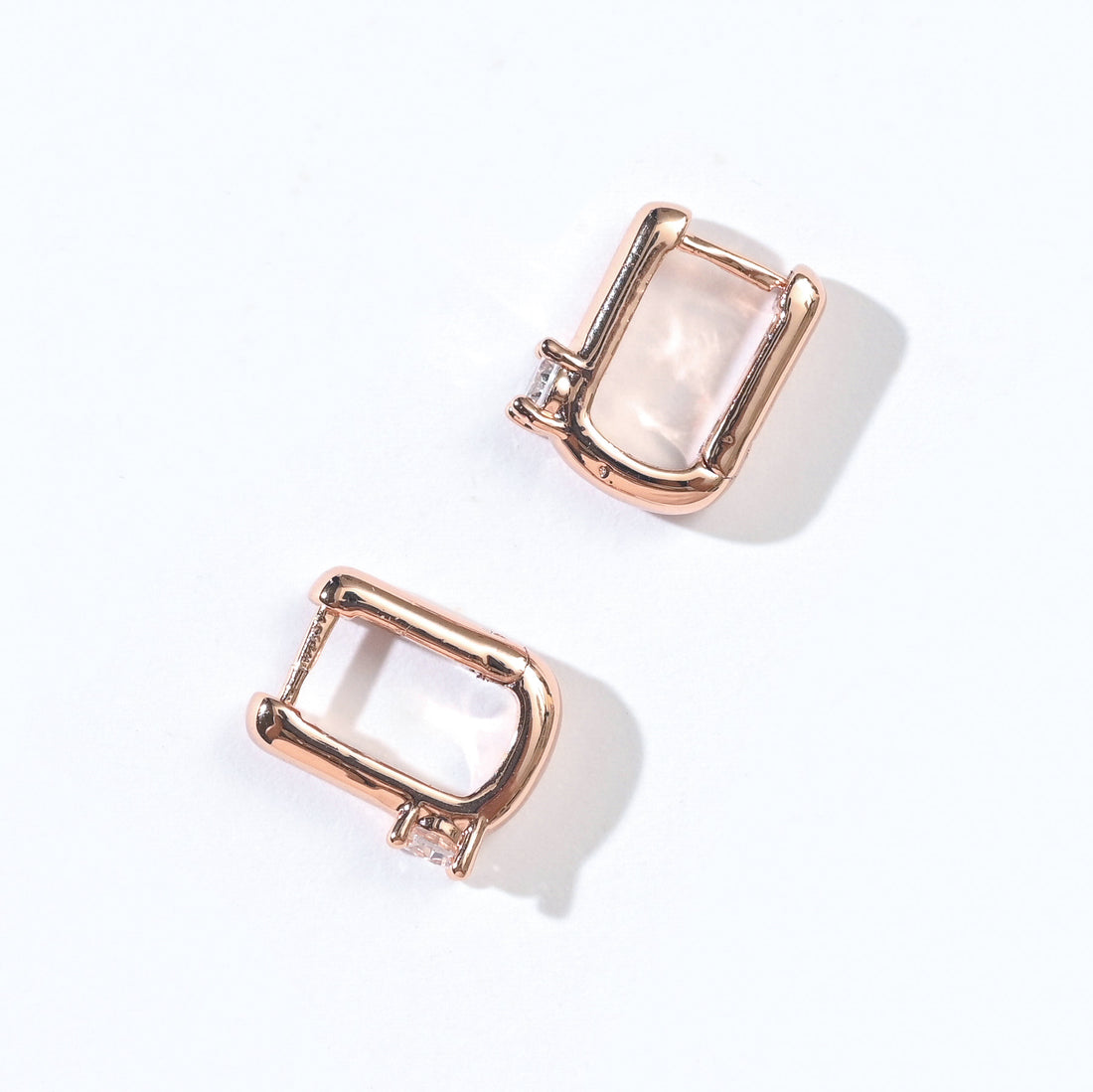 Sienna Minimalist Huggies | Clear Rose Gold