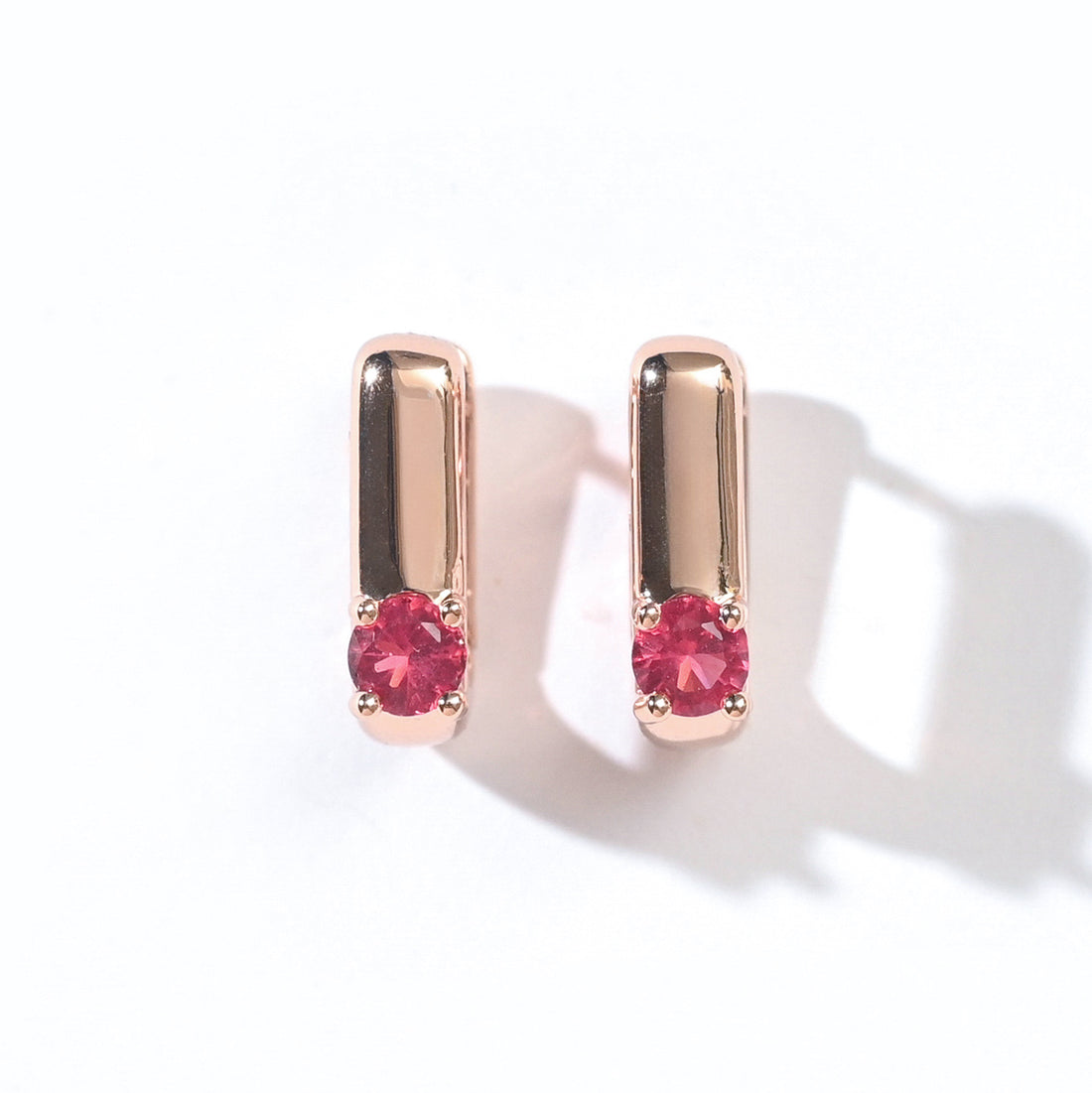 Sienna Minimalist Huggies | Ruby Red Rose Gold