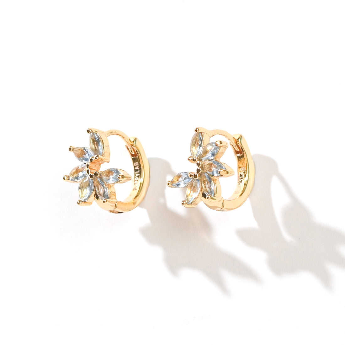Jazlyn Petal Hoops | Light Blue Gold