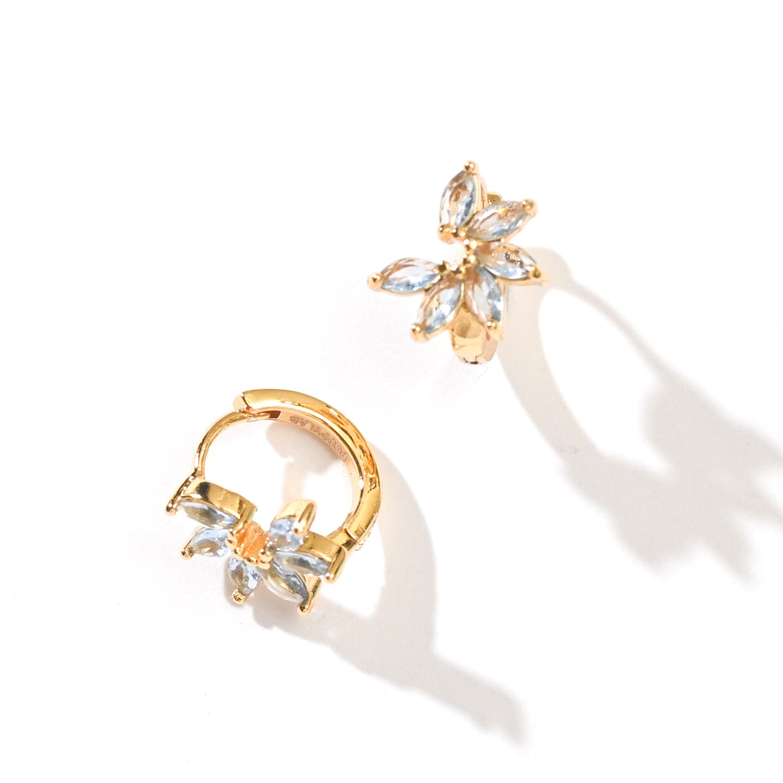Jazlyn Petal Hoops | Light Blue Gold
