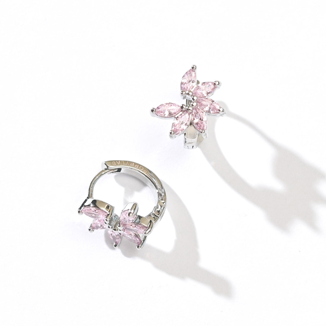 Jazlyn Petal Hoops | Blush Silver