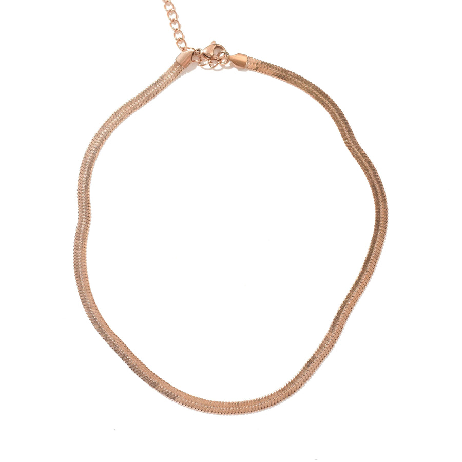 Raven 5MM Herringbone Necklace | Rose Gold
