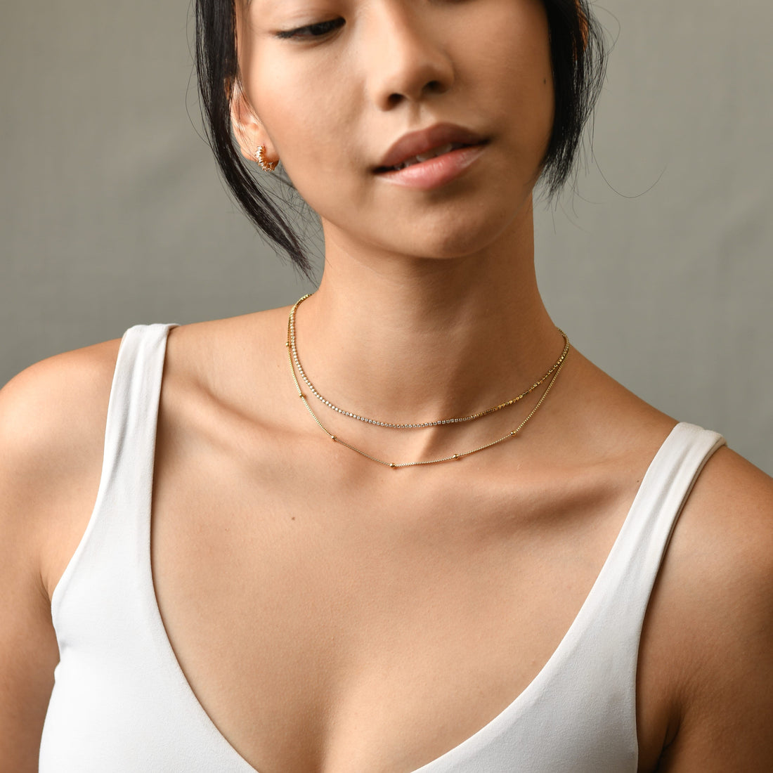 Ava Layered Tennis Necklace | Gold