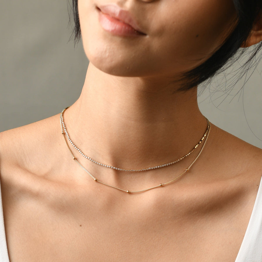 Ava Layered Tennis Necklace | Gold
