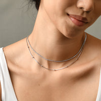 Ava Layered Tennis Necklace | Silver