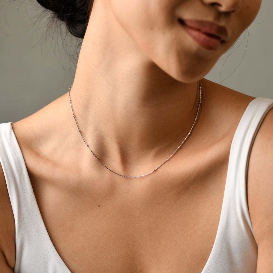 Alba Beaded Chain Necklace | Silver