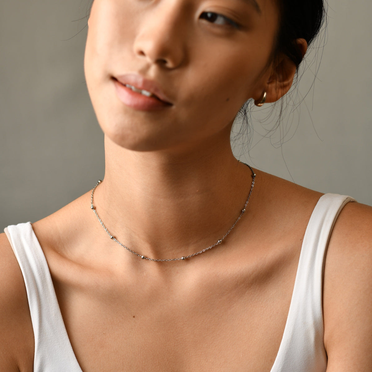 Nigella Beaded Necklace | Silver