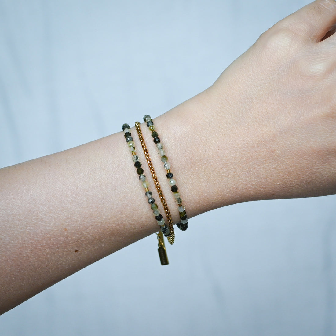 Shanine Bracelet | Prehnite with Black Tourmaline