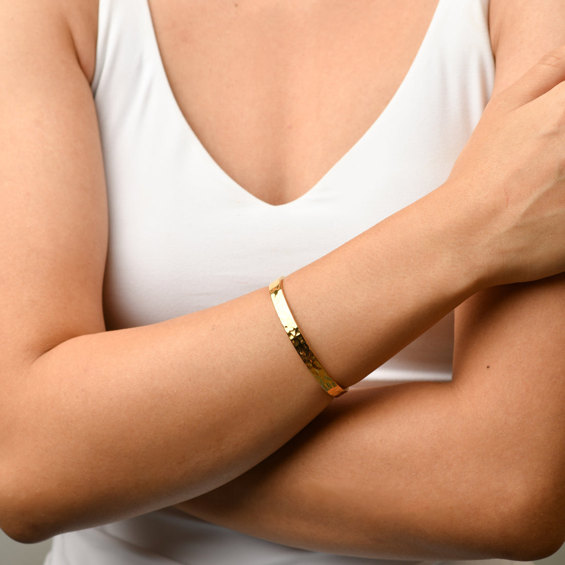 Erin Hammered Cuff Bangle | Gold