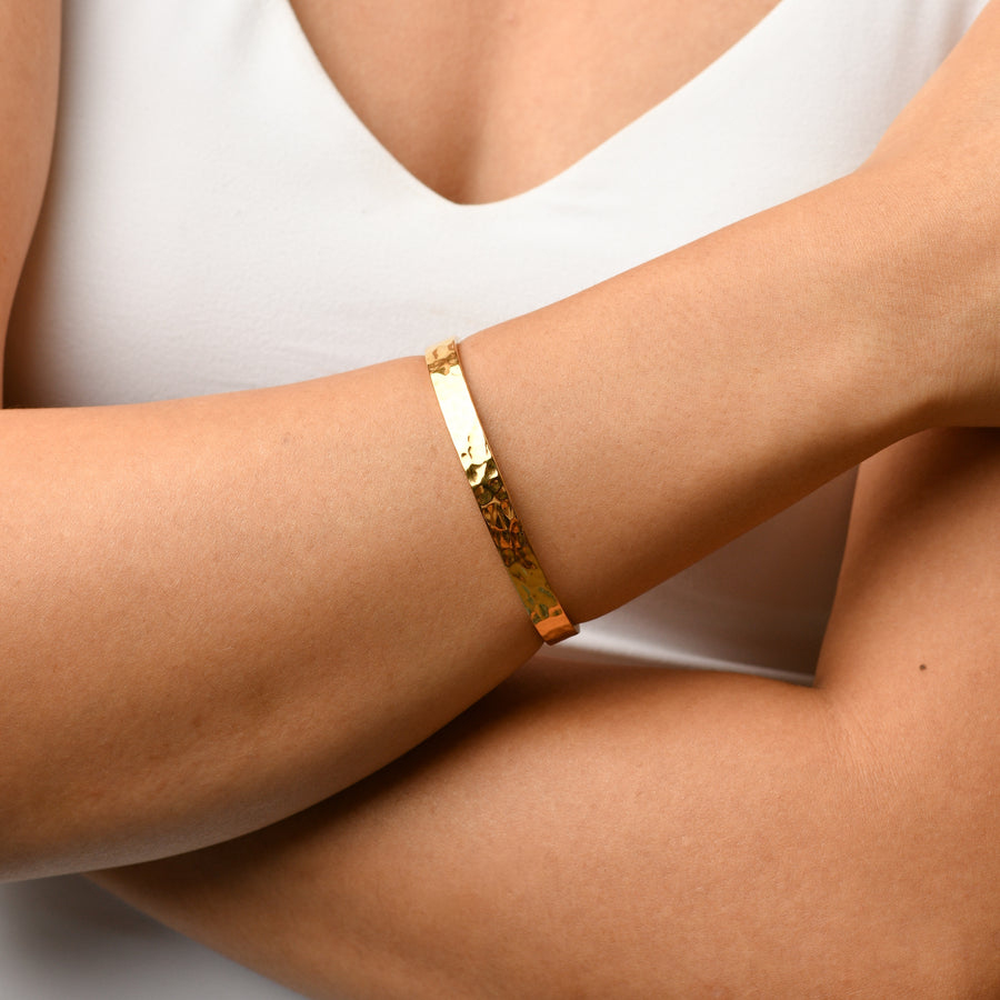 Erin Hammered Cuff Bangle | Gold