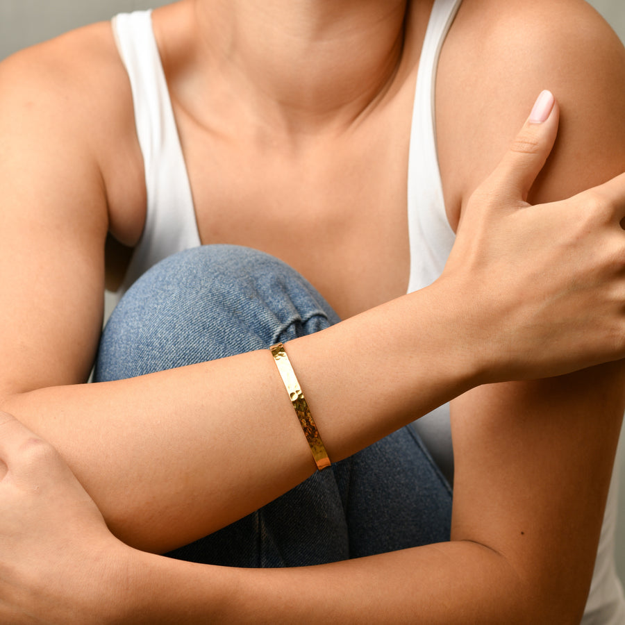Erin Hammered Cuff Bangle | Gold