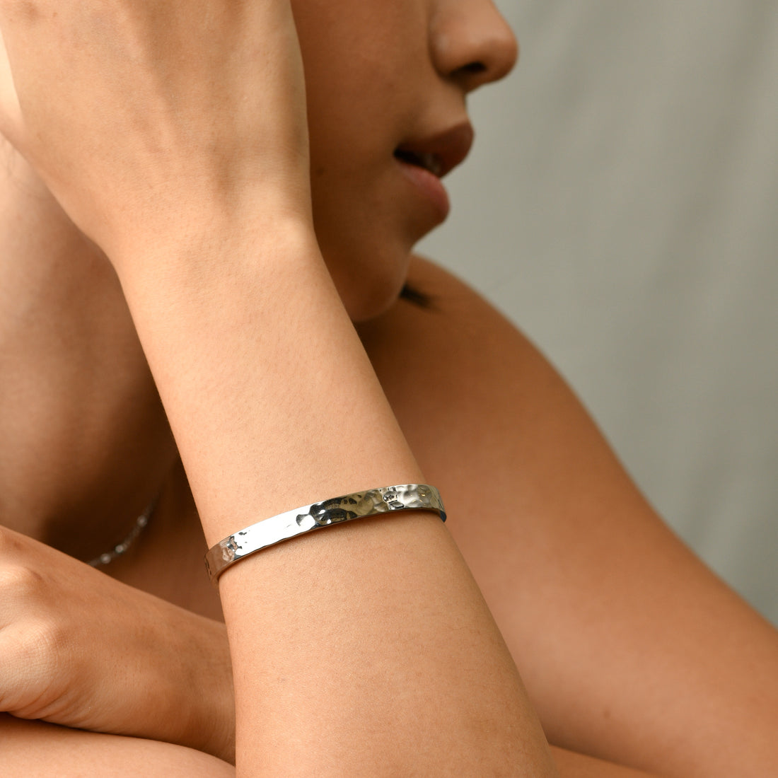 Erin Hammered Cuff Bangle | Silver