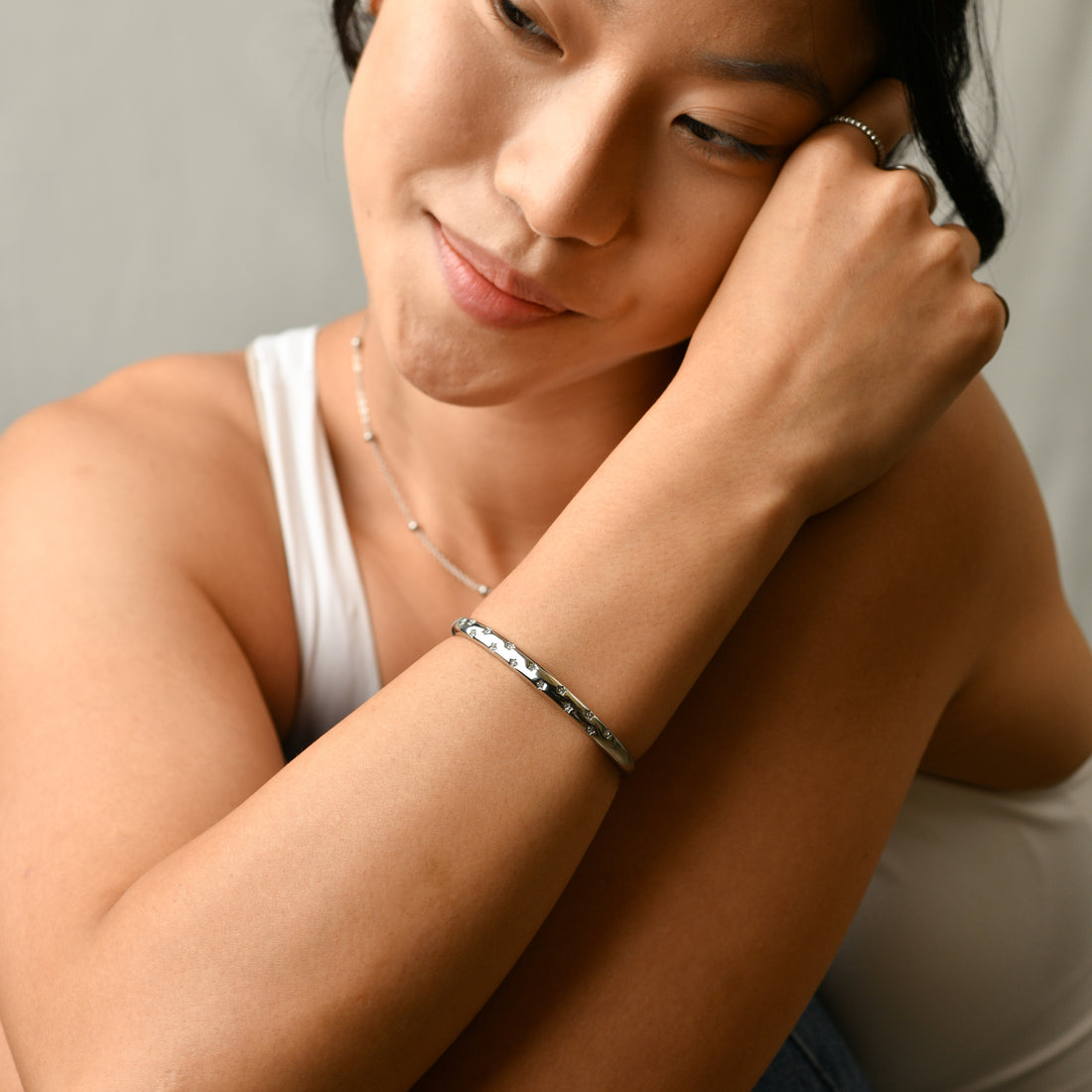 Rosaline Star Cuff Bangle | Silver