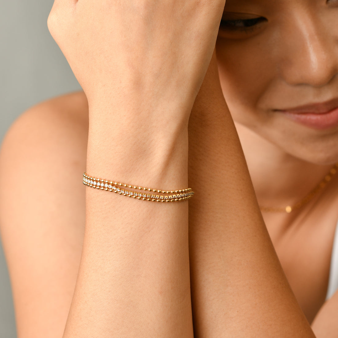 Nat Triple Tennis Bracelet | Gold