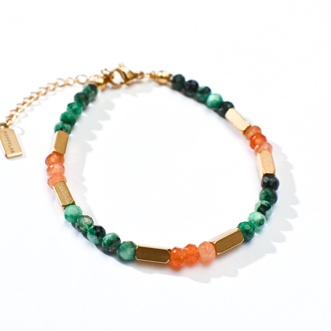 Aanya Bracelet in Green Labradorite+Sunstone