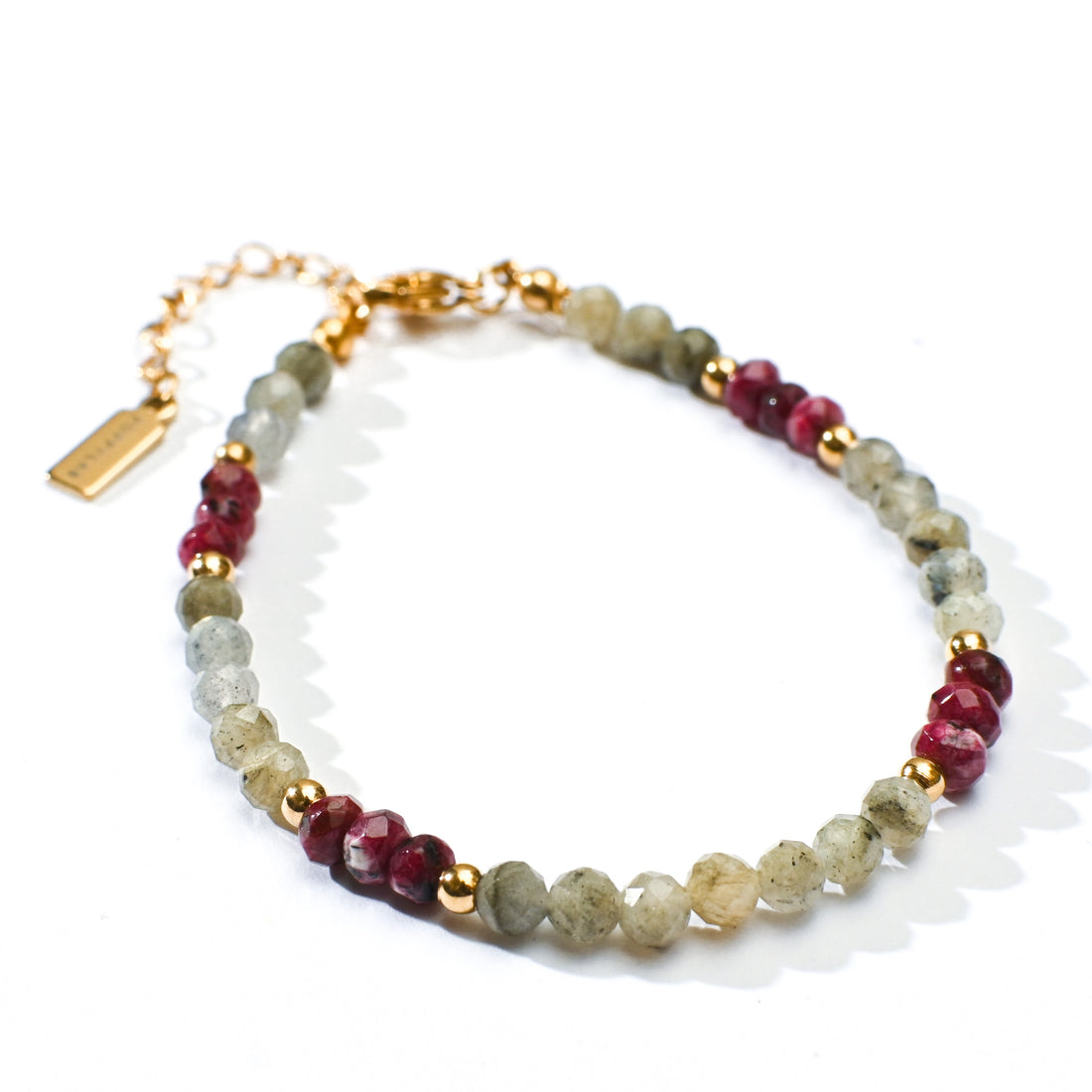 Cosmia Bracelet in Labradorite+Burgundy Chalcedony