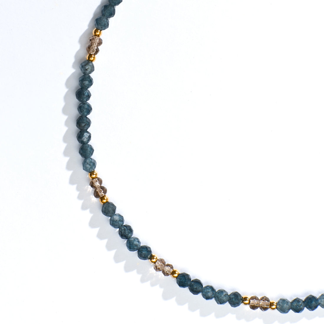 Shan Blue Sapphire+Brown Calcedony Necklace