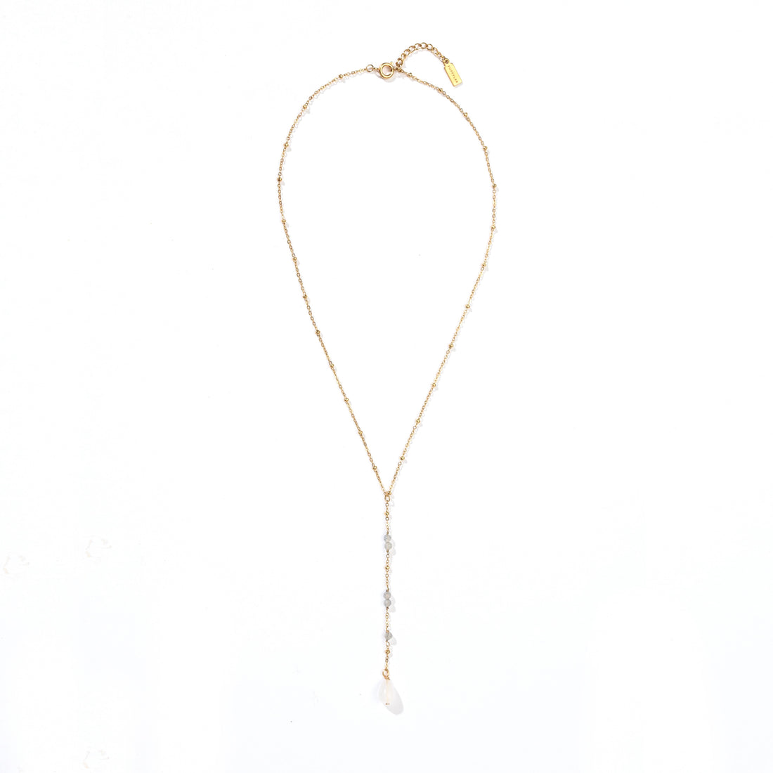 Savannah Labradorite+White Quartz Lariat Necklace