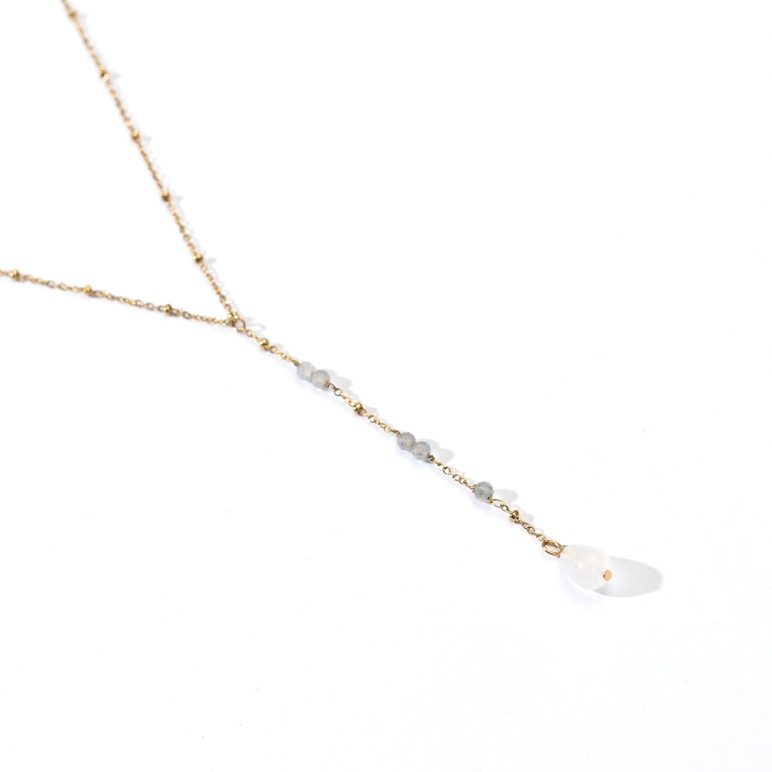 Savannah Labradorite+White Quartz Lariat Necklace