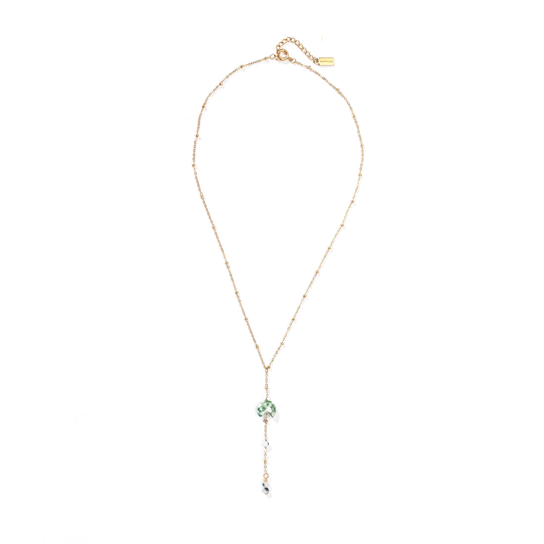 Kyra Green Spot Jasper+Moonstone Lariat Necklace