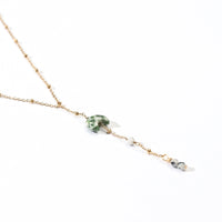 Kyra Green Spot Jasper+Moonstone Lariat Necklace