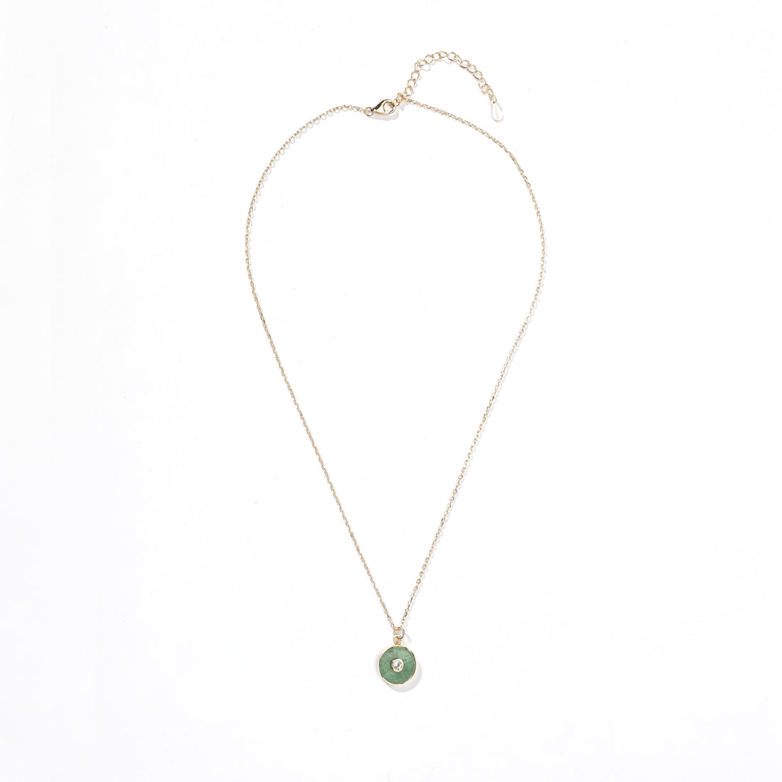Theia Coin 6.5 carat Green Aventurine with White Topaz (S925)
